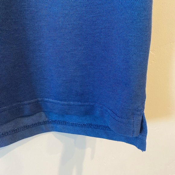 Blue short sleeve polo stretch cotton shirt - Picture 4 of 5